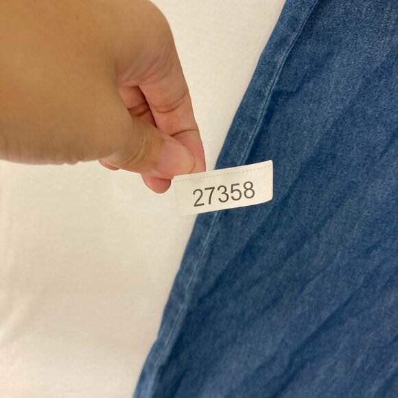 Vintage Erika & Co. Denim Dress size 1X Blue Sleeveless Front Pocket Button - Picture 9 of 9